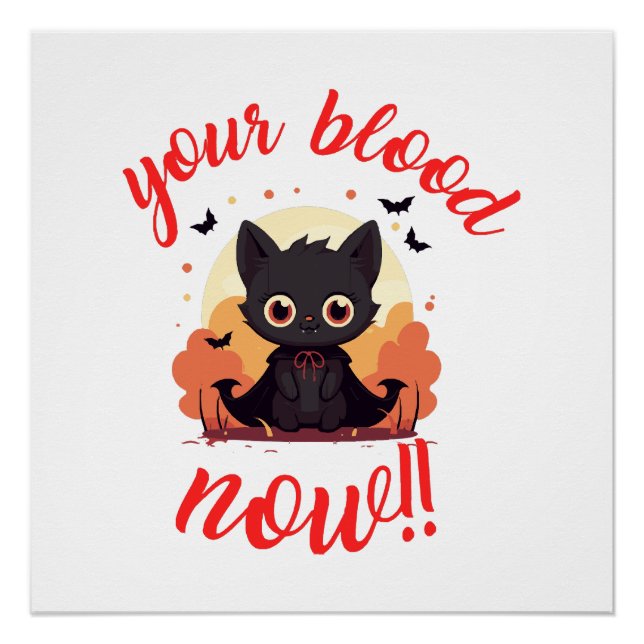 Póster SEU SANGUE AGORA!! - Gatinho vampiro (Frente)