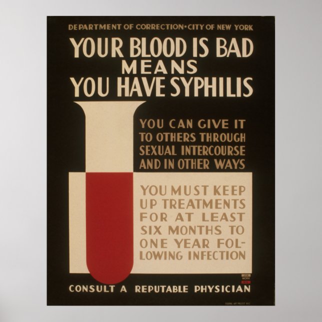 Poster Seu Sangue É Mau Significa Que Você Tem A Syphilis (Frente)