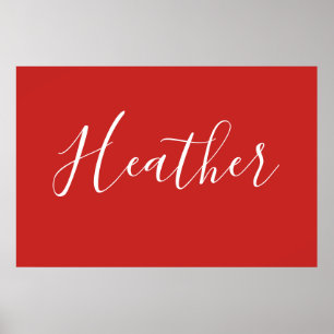 Poster Seu Script Branco Personalizado em Vermelho