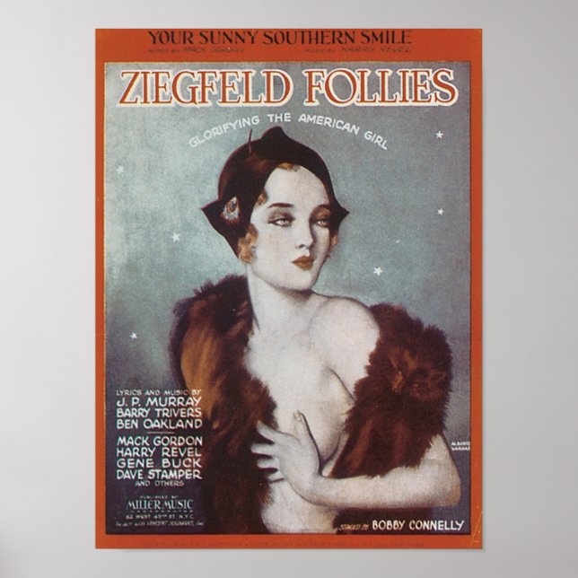 Poster Seu Sunny Southern Sorri Ziegfeld Follies Songbook (Frente)