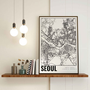 Poster Seul Coreia do Sul 서 울 Arte Mapas Minimalista