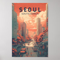 Seul Coreia do Sul Ilustração Art Vintage