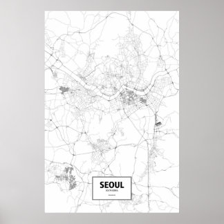 Póster Seul, Coreia do Sul (preto no branco)