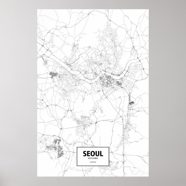 Póster Seul, Coreia do Sul (preto no branco) (Frente)