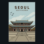 Poster Seul Coreia do Sul - Viagem Art Vintage<br><div class="desc">Design de arte vetorial de Seul. Seul,  capital da Coreia do Sul,  é uma enorme metrópole onde arranha-céus modernos,  metrô de alta tecnologia e cultura de pop encontram templos budistas,  palácios e mercados de rua.</div>