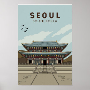 Poster Seul Coreia do Sul - Viagem Art Vintage