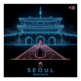 Póster Seul Hanbok- Palácio Gyeongbokgung-Coreia do Sul