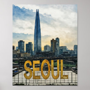 Poster Seul Korea Watercolor