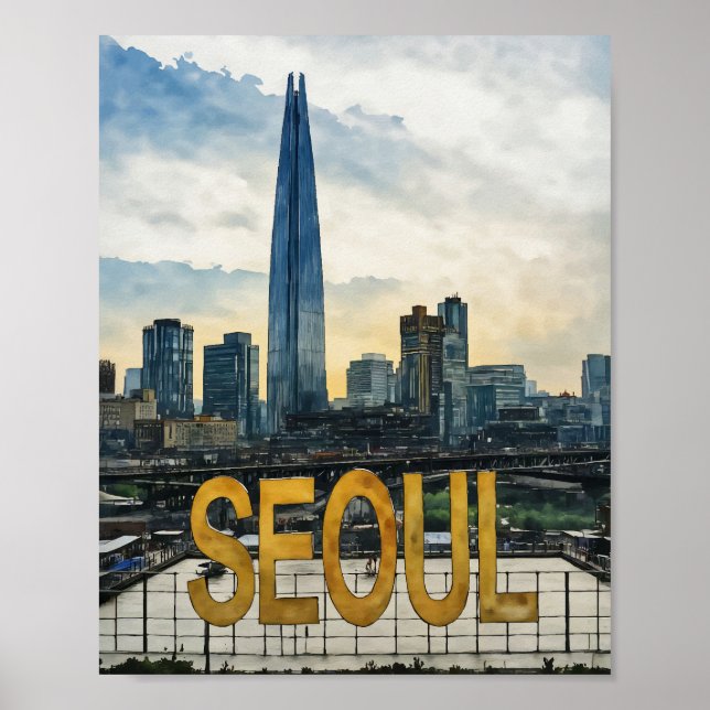 Poster Seul Korea Watercolor (Frente)