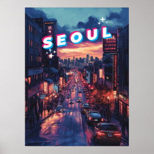 Poster Seul Sunset: Um Viagem de paisagem urbana vibrante