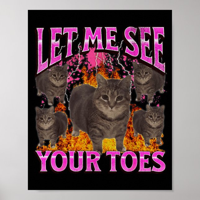 Poster Seus Dedos do Pé Gato Engraçado Meme Bootleg Gráfi (Frente)