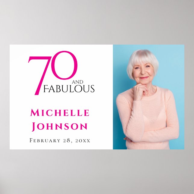 Poster Seventy and Fabulous Minimal Pink 70th Birthday (Frente)