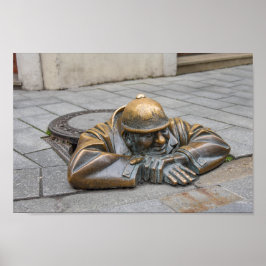 Poster Sewer Worker Bronze Estátua, Bratislava, Eslováqui