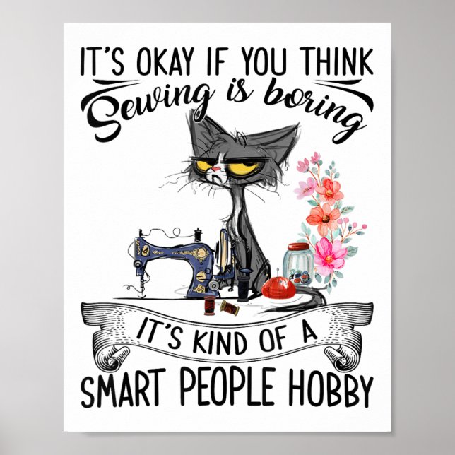 Poster Sewing Machine Craft Quilting Sewer Cat Sewing  (Frente)