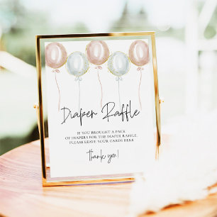 Poster Sexo do Balão Rosa e Azul Revelar Fralda Raffle