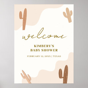 Poster Sexo Neutro Boho Cactus Chá de fraldas Bem-vindo