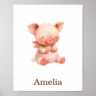 Poster Sexo Neutro De Suíno Cor-de-Rosa-Cor-de-prancha