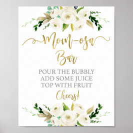 Poster Sexo Sinal de bar floral branco neutro momosa