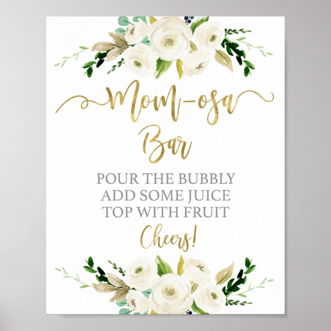 Poster Sexo Sinal de bar floral branco neutro momosa (Frente)