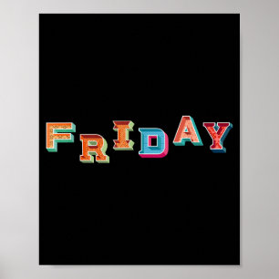 Poster Sexta-feira Vintage Dia Da Semana Fácil Grupo Dia