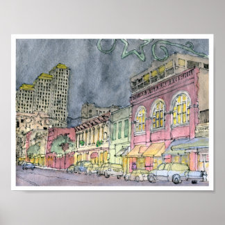 Poster Sexta Rua olhando para oeste, Austin, Texas
