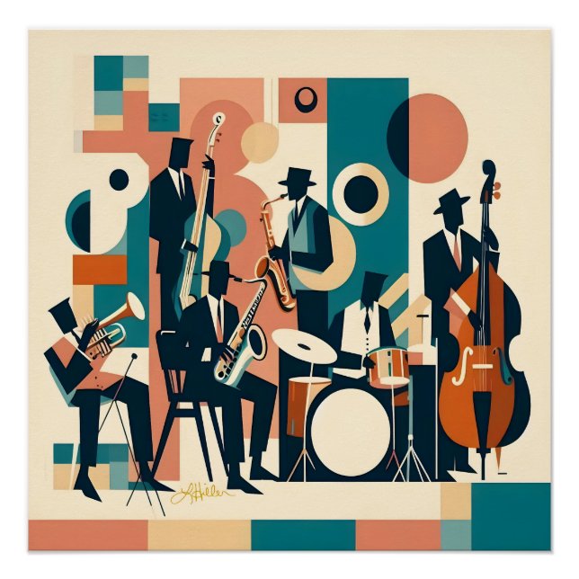 Póster Sexteto da Era do Jazz de Meados do Século (Frente)