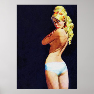 Poster Sexy Blonde Rapariga Vintage Pulp Magazine Cobrir 