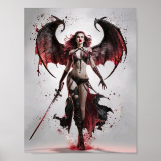 Poster Sexy Bloody Vampire Guerreiro em Pé Maiesticamente
