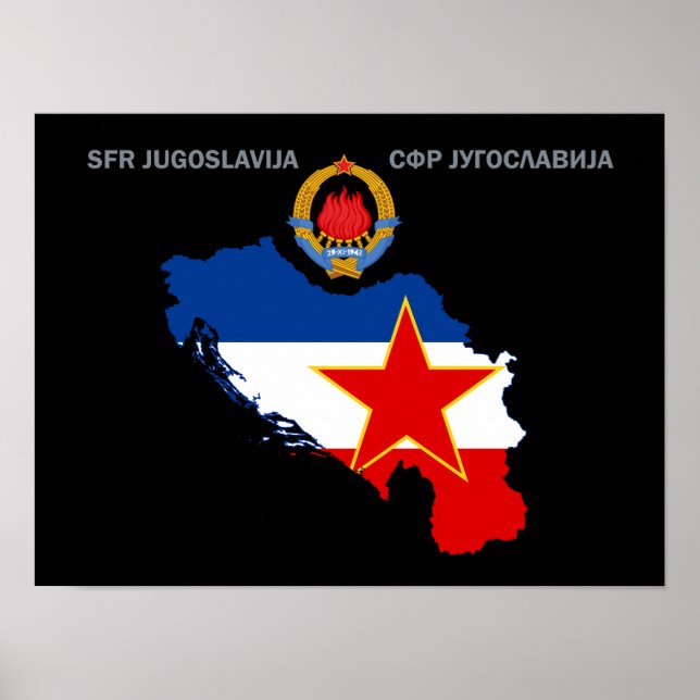Poster SFR Jugoslávia - Mapa - Emblem - Sinalizador (Frente)