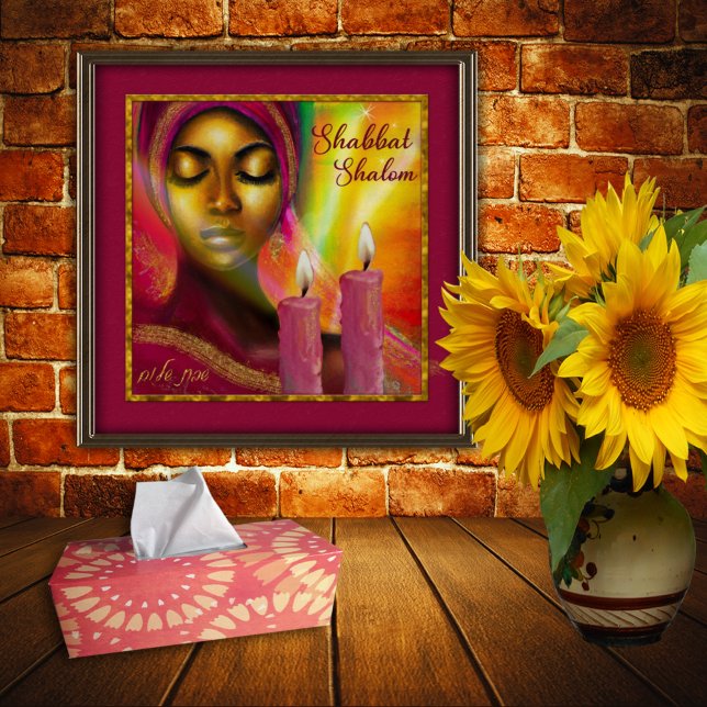 Poster Shabbat Shalom Velas Hebraica Arte Africana (Criador carregado)
