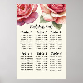 Poster Shabby Pink Rose Find Your Seat