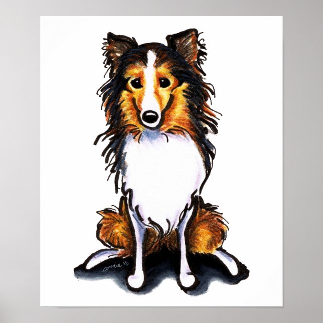 Póster Shable Sheltie Shetland Sheepdog Sit Bonito (Frente)