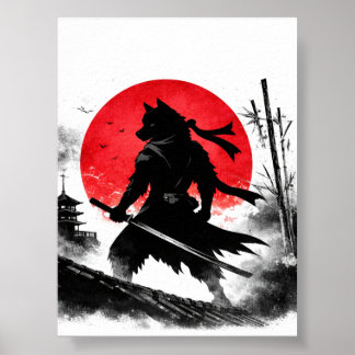 Poster Shadow Ninja Wolf Japanese pastor print