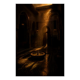 Póster Shadowed Riad Fountain Poster