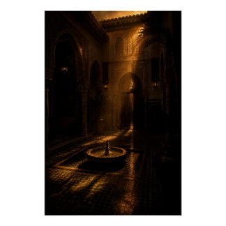 Póster Shadowed Riad Fountain Poster