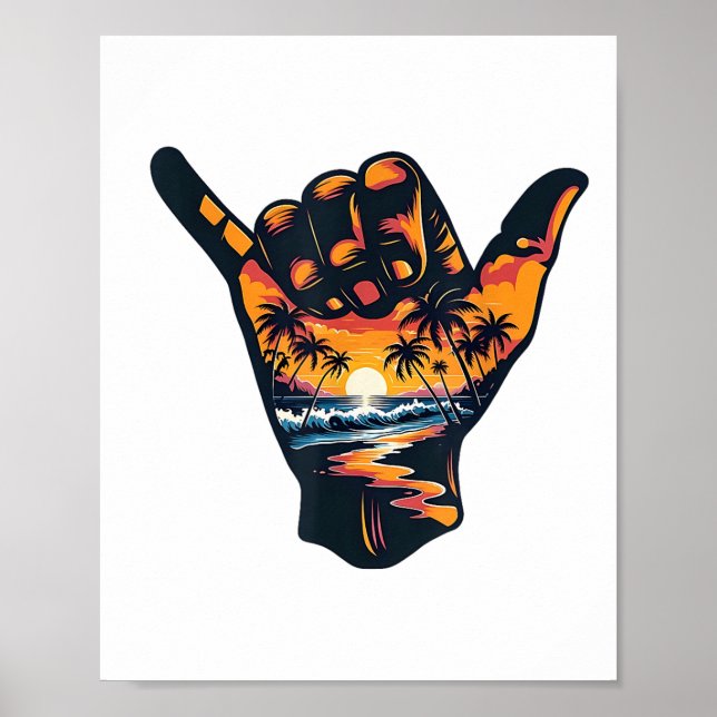 Poster Shaka - Sinal de Mão - Férias de Verão no Surf de  (Frente)