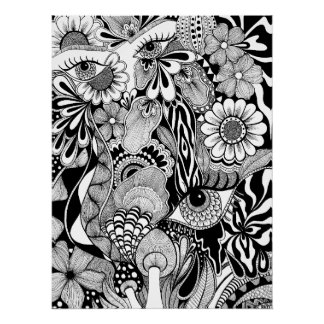 Póster Shake It Out – Monochrome Floral Hand-Drawn Art