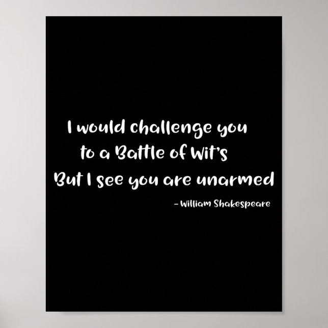 Poster Shakespeare Battle Of Wits Funny Quote S  (Frente)