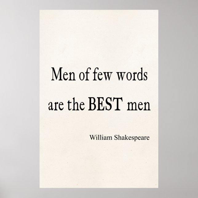 Poster Shakespeare cita os melhores homens de poucas pala (Frente)