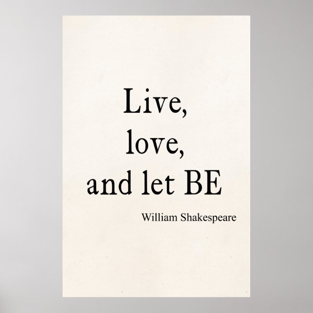 Póster Shakespeare Citação ao Vivo, Amor e Seis Citações (Frente)