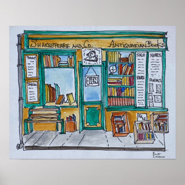 Póster Shakespeare & Co. Bookstore | Seine, Paris (Frente)