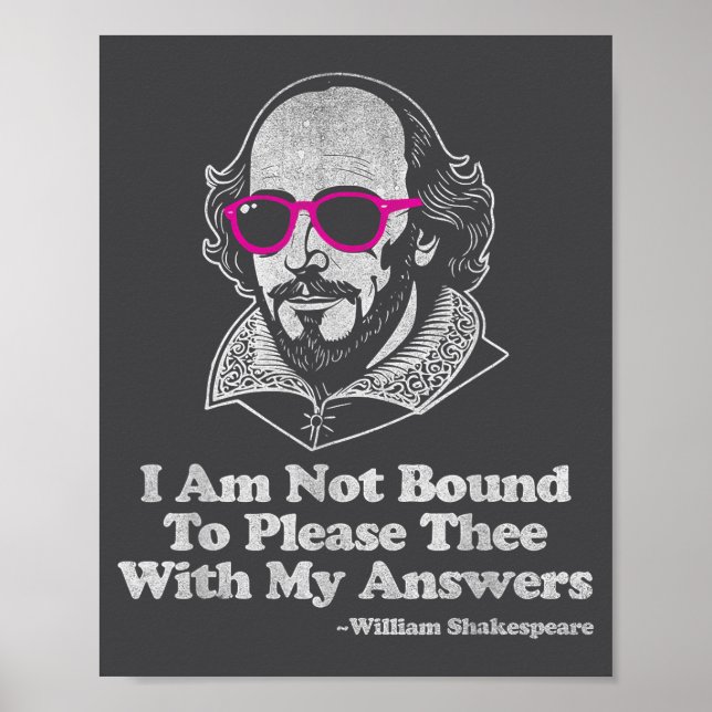Poster Shakespeare Quote Not Bound To Please Literature T (Frente)