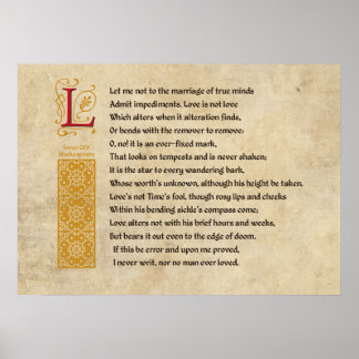 Póster Shakespeare Sonnet 116 (CXVI) em pergaminho