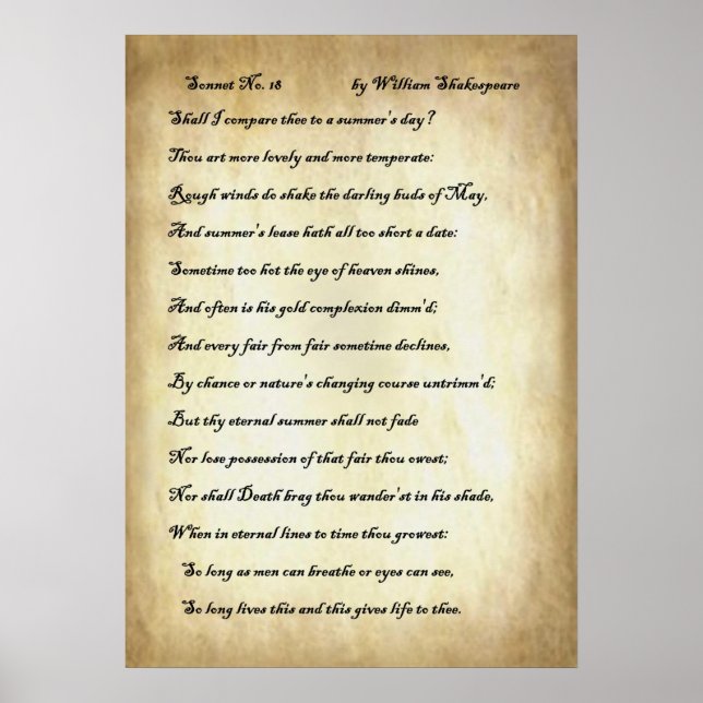 Poster Shakespeare Sonnet 18 (Frente)