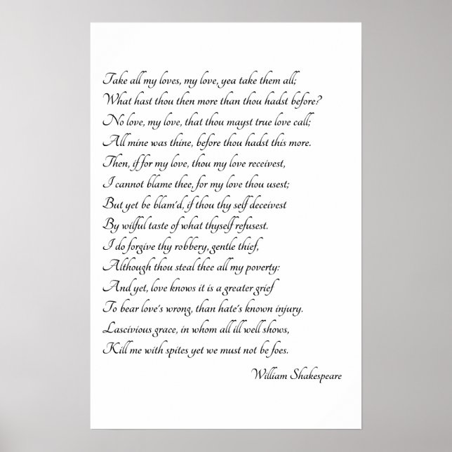 Poster Shakespeare Sonnet Art (Frente)