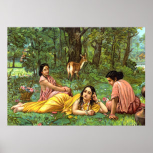 Poster Shakuntala Patralekhana por Raja Ravi Varma