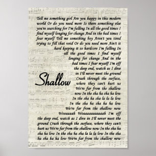 Poster Shallow Vintage Script Song Lyric Wall Art Impress
