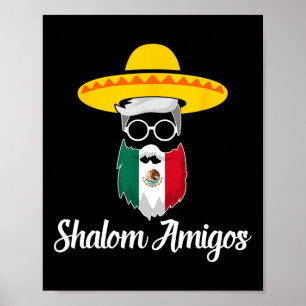 Poster Shalom Amigos - Judeu Mexicano Hanukkah Cinco De M