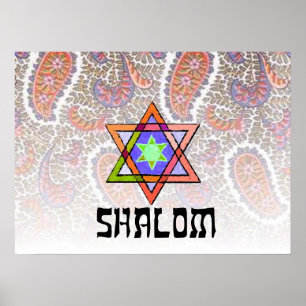 Póster Shalom Paisley cor-de-rosa
