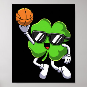 Poster Shamrock de diversão jogando basquete